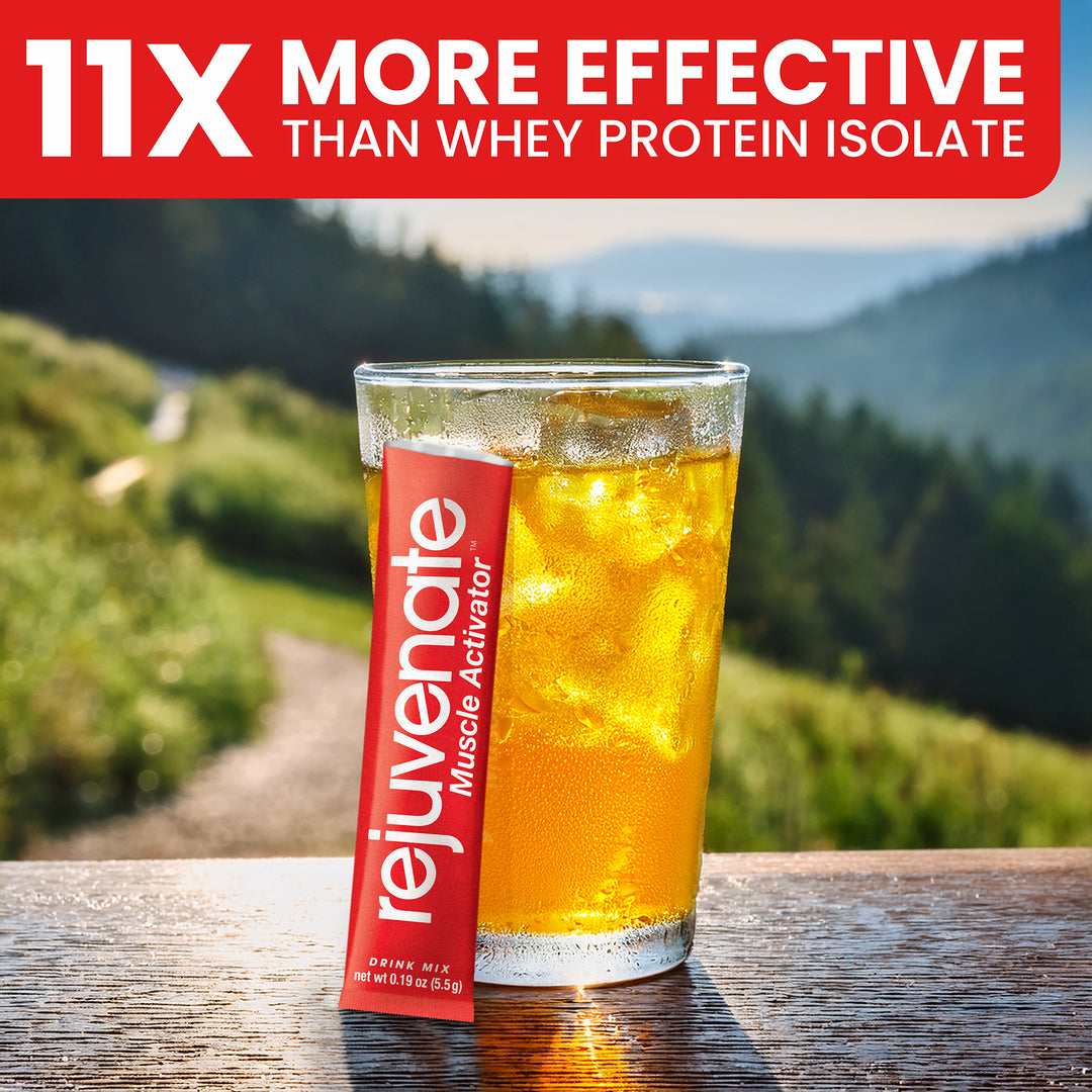Rejuvenate Muscle Building Drink Sticks – Patented EAAs, 1 Stick = 40g Whey Protein Isolate, 11x Better Than Whey Protein, GLP-1 + Bariatric Approved*