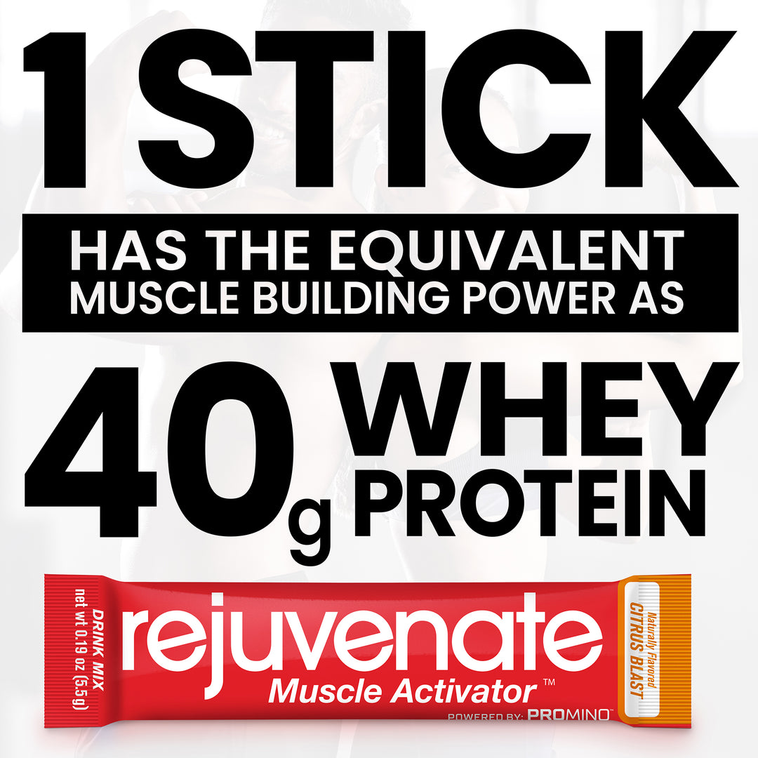 Rejuvenate Muscle Building Drink Sticks – Patented EAAs, 1 Stick = 40g Whey Protein Isolate, 11x Better Than Whey Protein, GLP-1 + Bariatric Approved*