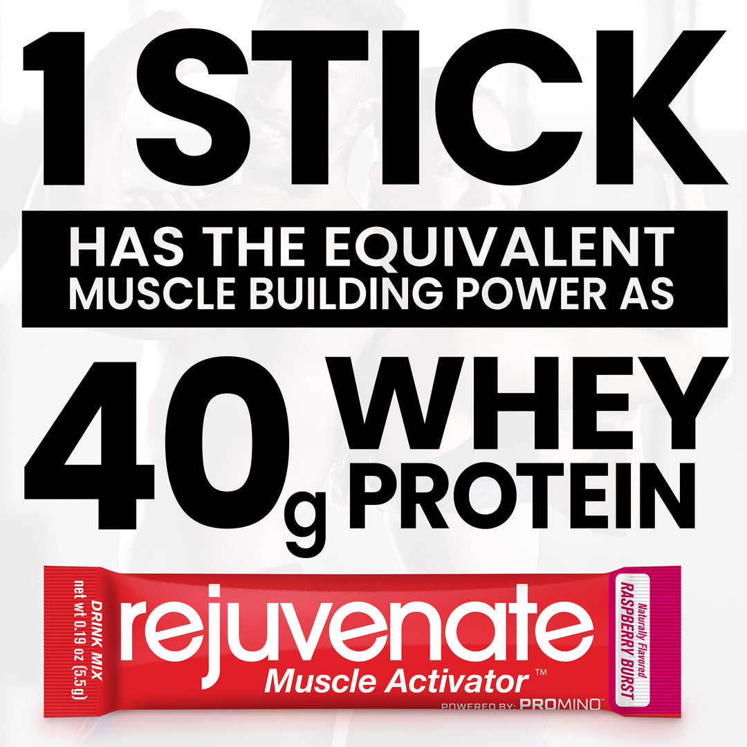 Rejuvenate Muscle Building Drink Sticks – Patented EAAs, 1 Stick = 40g Whey Protein Isolate, 11x Better Than Whey Protein, GLP-1 + Bariatric Approved*