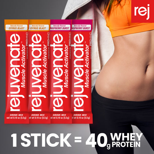 Rejuvenate Muscle Building Drink Sticks – Patented EAAs, 1 Stick = 40g Whey Protein Isolate, 11x Better Than Whey Protein, GLP-1 + Bariatric Approved*
